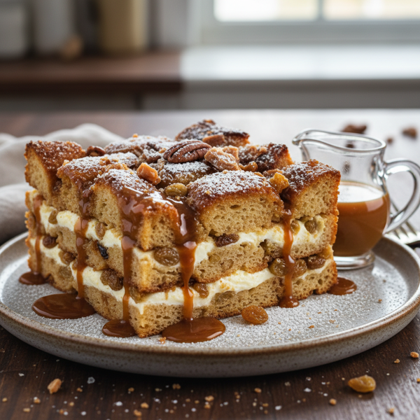 Decadent Caramel Bread Pudding Strata recipe
