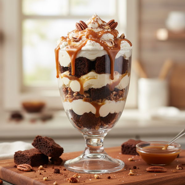 Decadent Caramel Brownie Cheesecake Trifle recipe