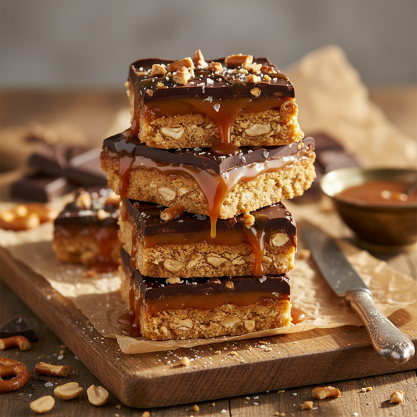 Decadent Caramel Chocolate Crunch Bars recipe