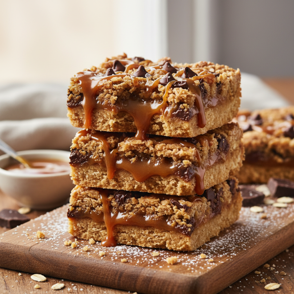 Decadent Caramel Chocolate Oat Bars recipe
