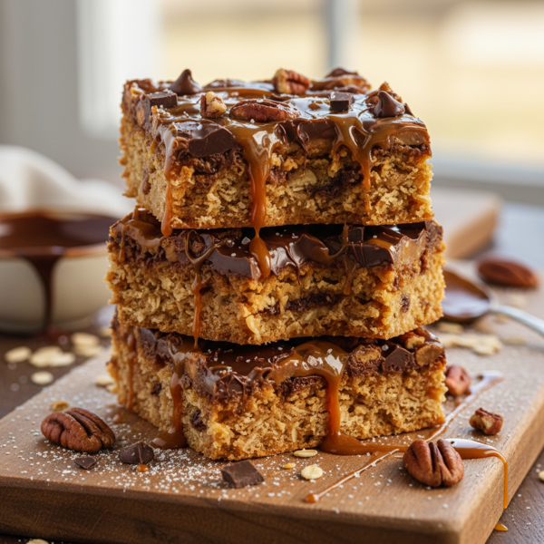 Decadent Caramel Chocolate Oatmeal Bars recipe