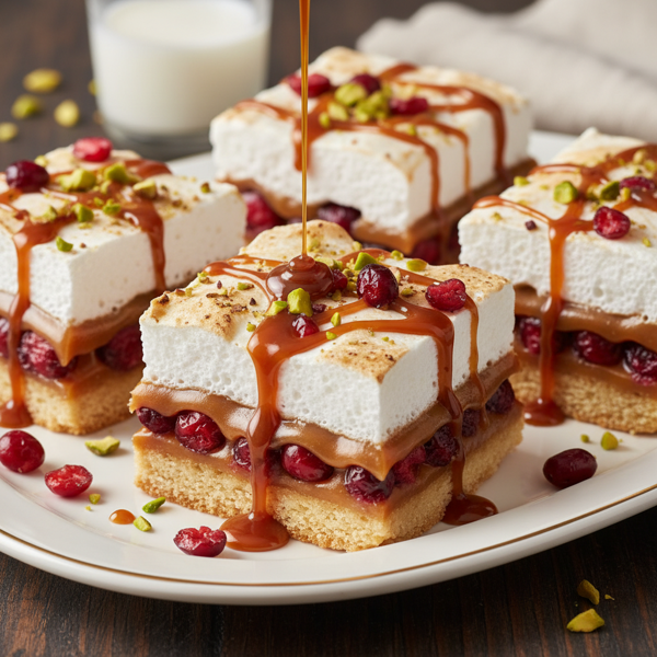 Decadent Caramel Cranberry Meringue Dream Bars recipe