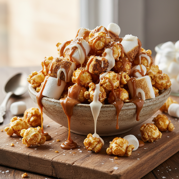 Decadent Caramel Marshmallow Popcorn recipe