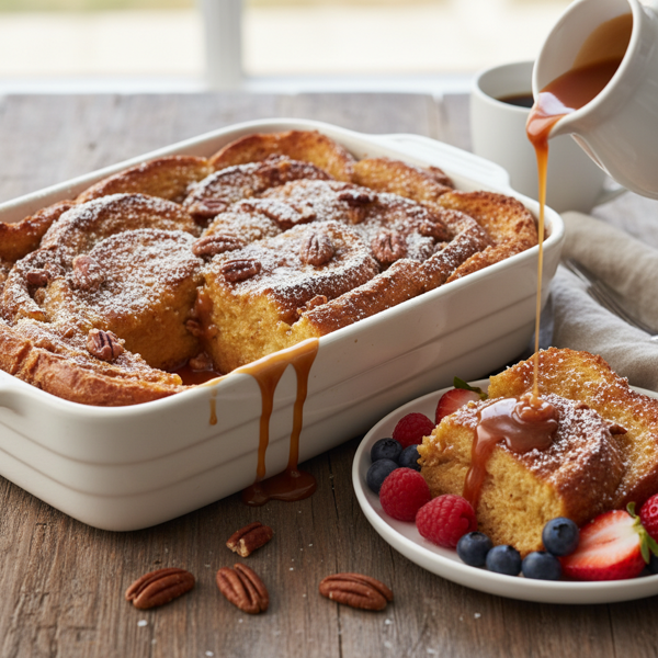 Decadent Caramel Overnight French Toast Bake recipe