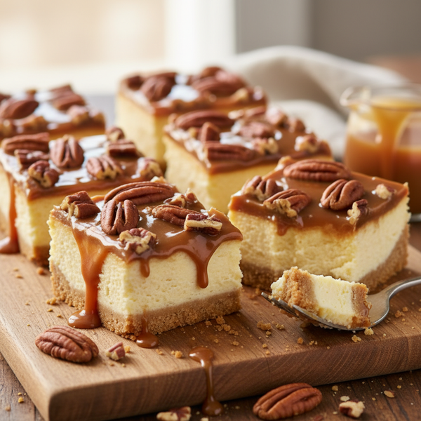 Decadent Caramel Pecan Cheesecake Bars recipe