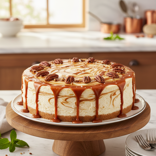 Decadent Caramel Swirl Cheesecake recipe