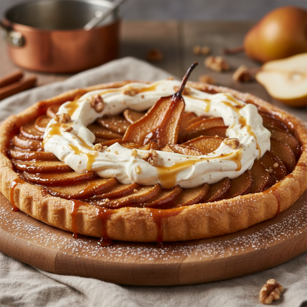 Decadent Caramelized Pear Tart with Creamy Topping recipe