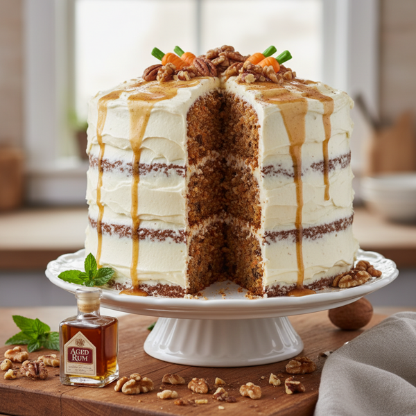 Decadent Carrot Cake with Cream Cheese and Rum Frosting recipe