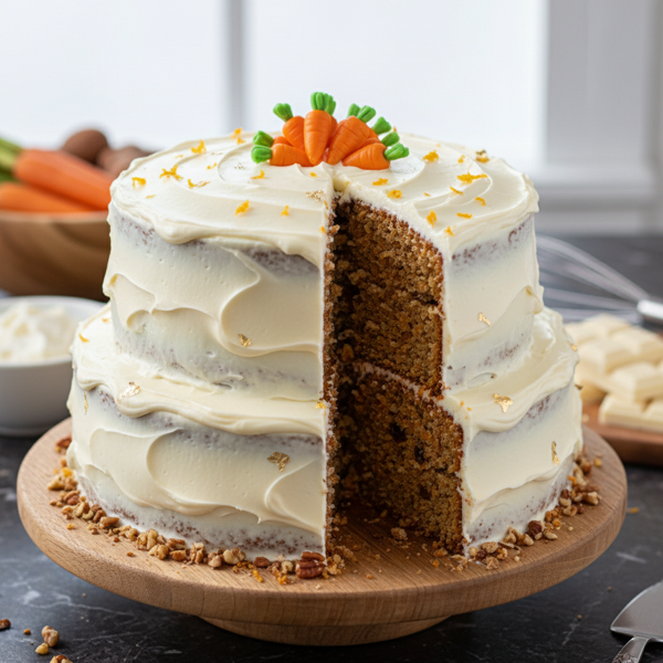 Decadent Carrot Cake with Luxe White Chocolate Cream Cheese Frosting recipe