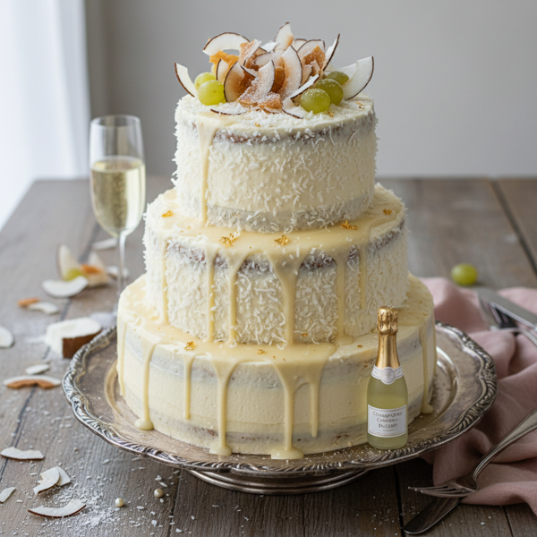 Decadent Champagne-Coconut Delight Cake recipe