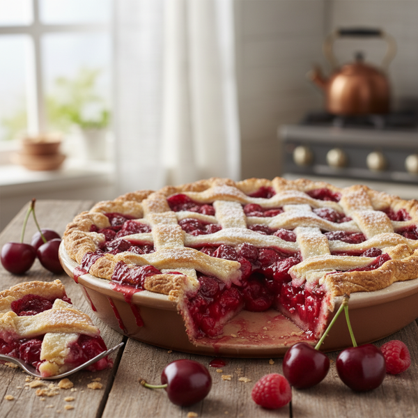 Decadent Cherry-Raspberry Lattice Pie recipe