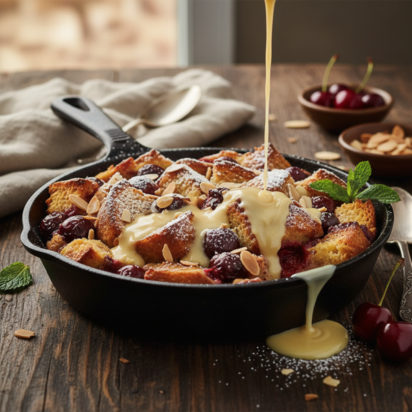 Decadent Cherry Almond Bread Pudding recipe