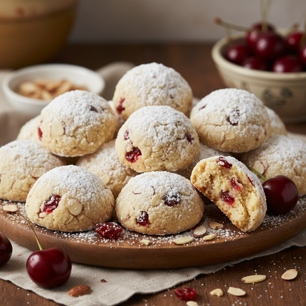 Decadent Cherry Almond Snowball Cookies recipe