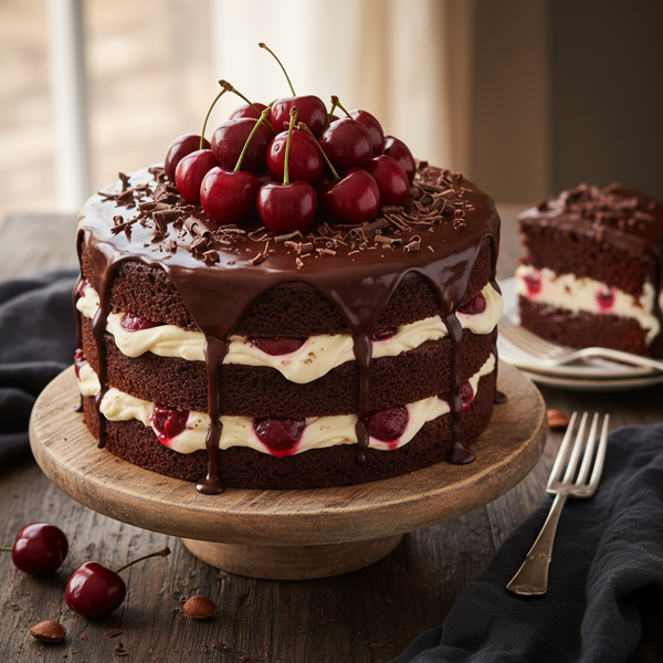 Decadent Cherry Chocolate Cream Cake recipe