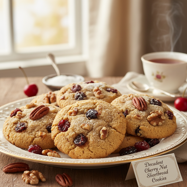 Decadent Cherry Nut Shortbread Cookies recipe