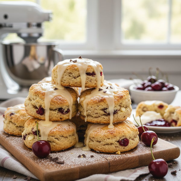 Decadent Cherry Vanilla Chip Scones recipe