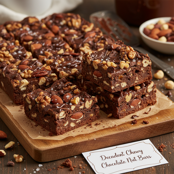 Decadent Chewy Chocolate Nut Bars recipe