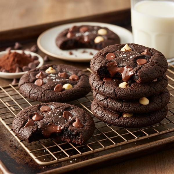 Decadent Chewy Double Chocolate Chip Cookies recipe