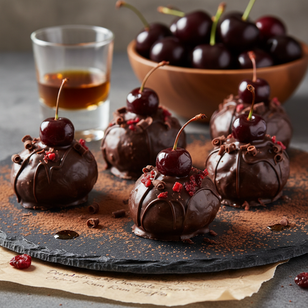 Decadent Chocolate-Covered Cherry Rum Truffles recipe