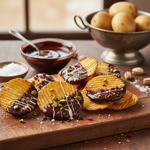 Decadent Chocolate-Dipped Potato Crisps recipe