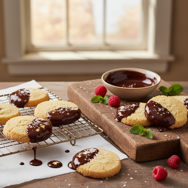Decadent Chocolate-Dipped Shortbread Cookies recipe
