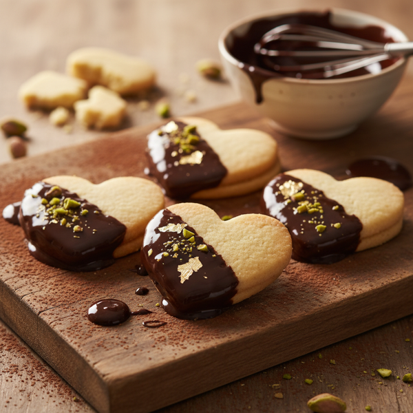 Decadent Chocolate-Dipped Shortbread Hearts recipe