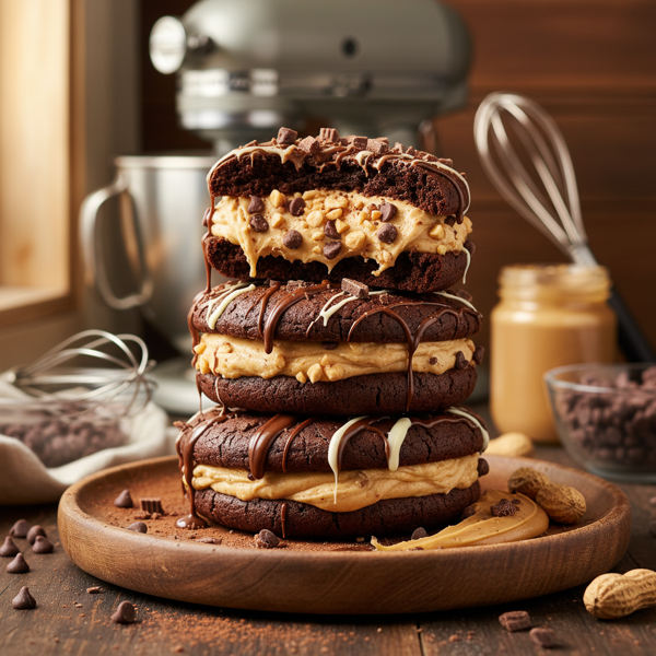 Decadent Chocolate-Peanut Butter Delight Whoopie Pies recipe