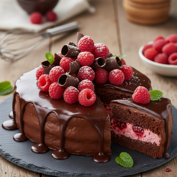 Decadent Chocolate-Raspberry Heart Cake recipe