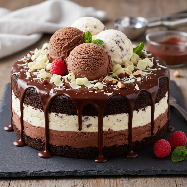 Decadent Chocolate-Vanilla Ice Cream Cake recipe