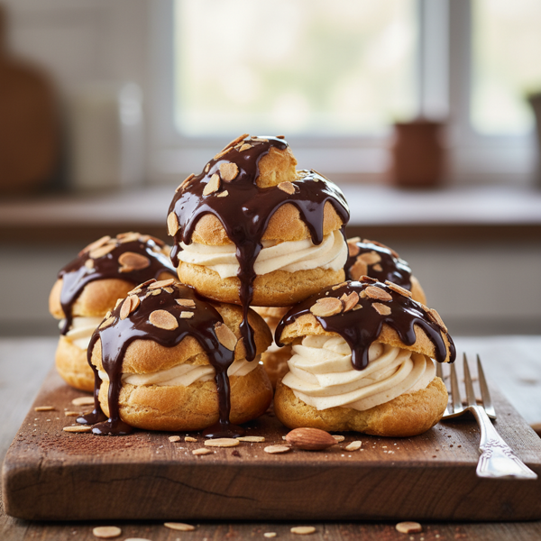 Decadent Chocolate Almond Cream Puffs recipe