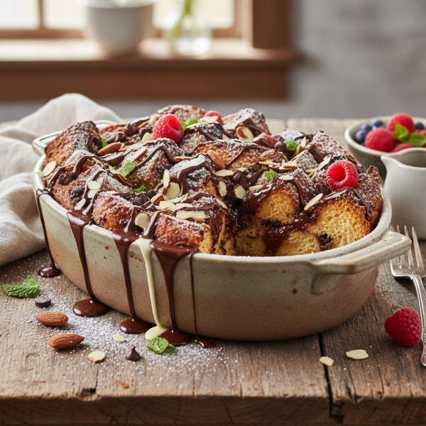 Decadent Chocolate Almond French Toast Bake recipe