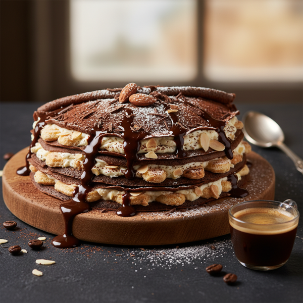 Decadent Chocolate Almond Tiramisu Crepes recipe
