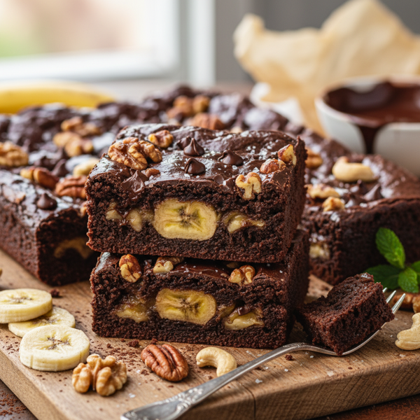 Decadent Chocolate Banana Nut Brownies recipe