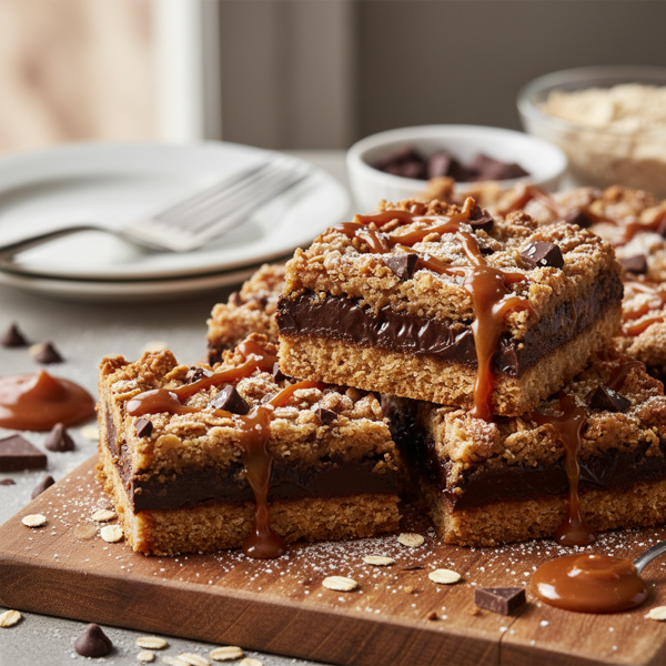 Decadent Chocolate Caramel Oat Bars recipe