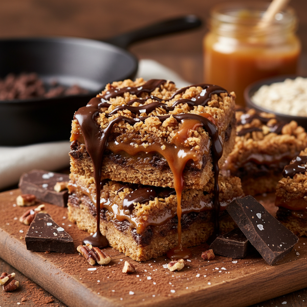 Decadent Chocolate Caramel Oatmeal Bars recipe