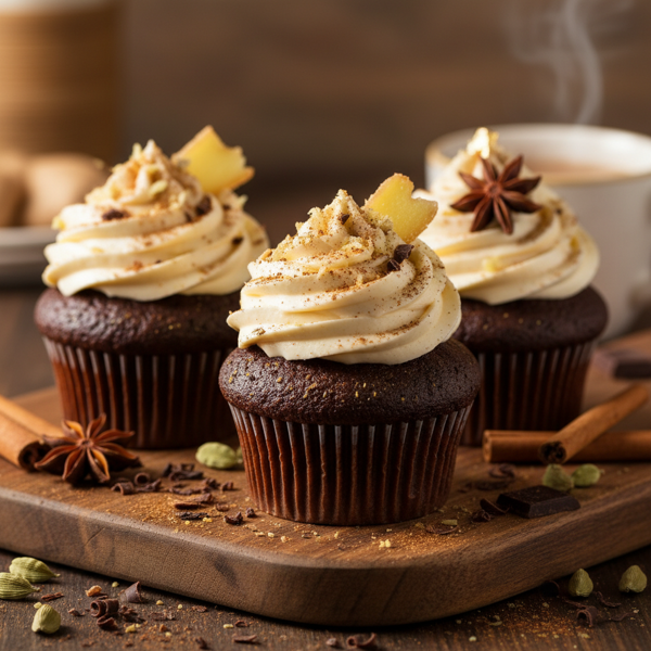 Decadent Chocolate Chai Cupcakes with Ginger Spice Frosting recipe