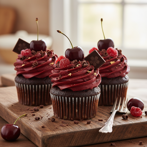 Decadent Chocolate Cherry Delight Cupcakes recipe