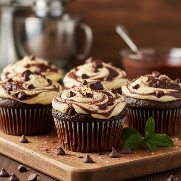 Decadent Chocolate Chip Cheesecake Swirl Cupcakes recipe