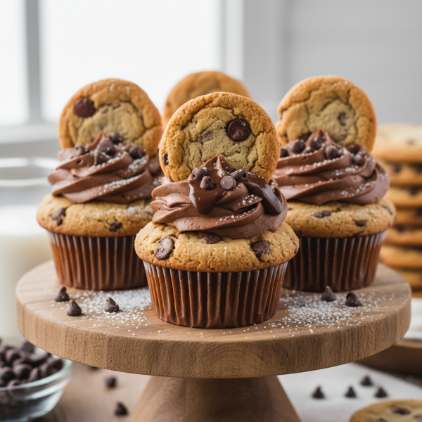 Decadent Chocolate Chip Cookie Cupcakes recipe