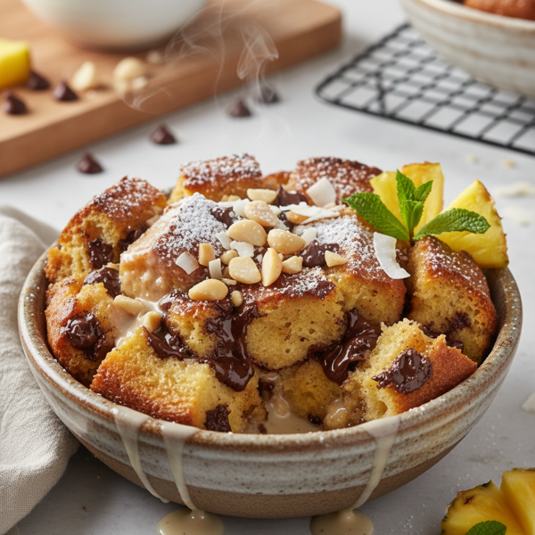 Decadent Chocolate Chip Hawaiian Bread Pudding recipe