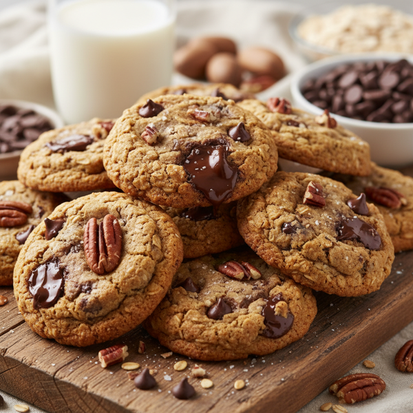 Decadent Chocolate Chip Oatmeal Cookies with Pecans recipe