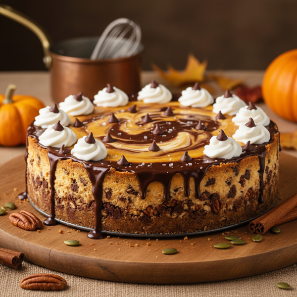 Decadent Chocolate Chip Pumpkin Cheesecake recipe