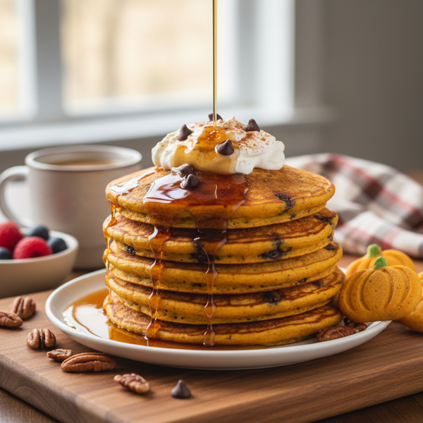 Decadent Chocolate Chip Pumpkin Pancakes recipe
