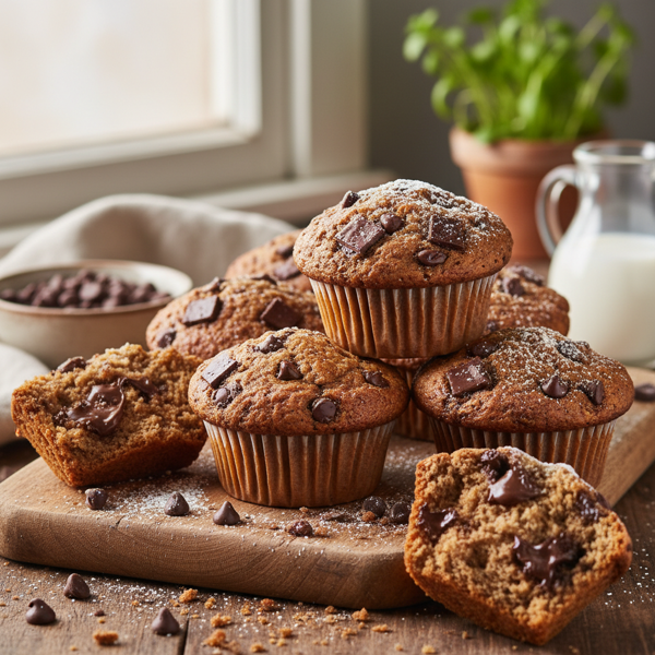 Decadent Chocolate Chip Whole Wheat Muffins recipe