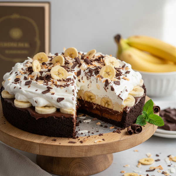 Decadent Chocolate Coconut Banana Cream Pie recipe
