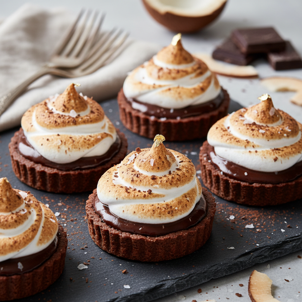 Decadent Chocolate Coconut Meringue Tartlets recipe