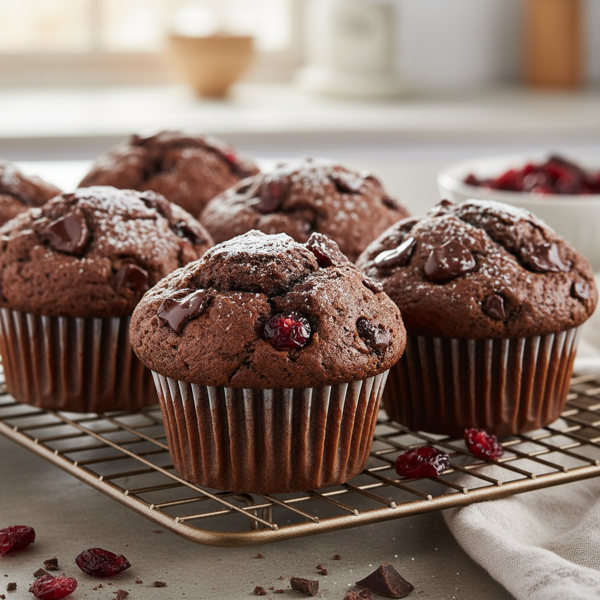 Decadent Chocolate Cranberry Delight Muffins recipe