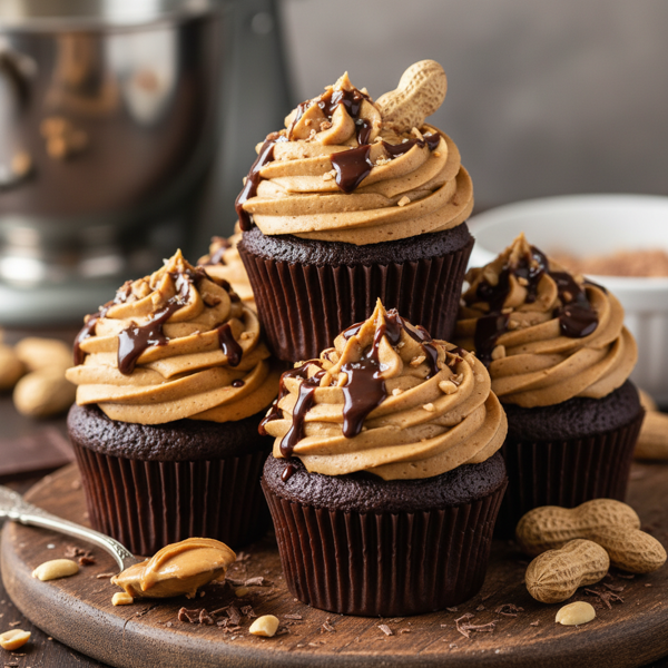 Decadent Chocolate Cupcakes with Creamy Peanut Butter Frosting recipe