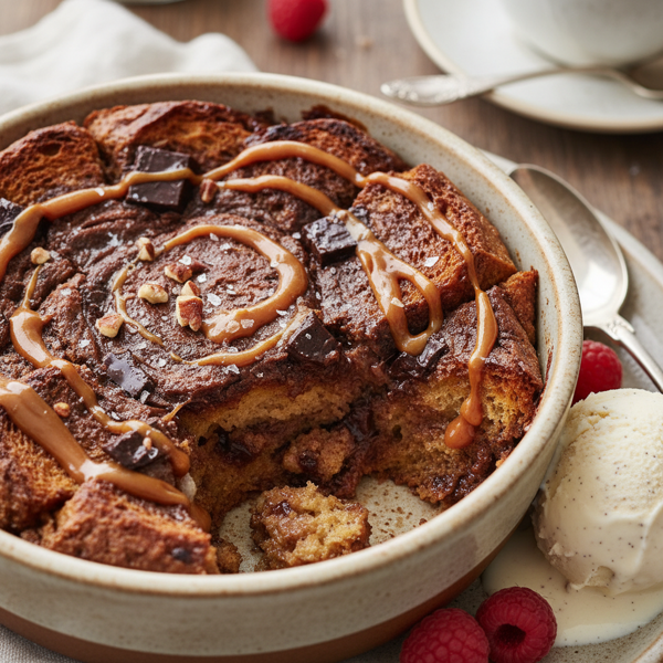 Decadent Chocolate Dulce De Leche Bread Pudding recipe
