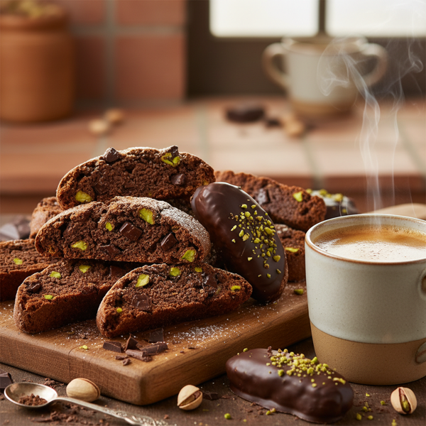 Decadent Chocolate Espresso Pistachio Biscotti recipe
